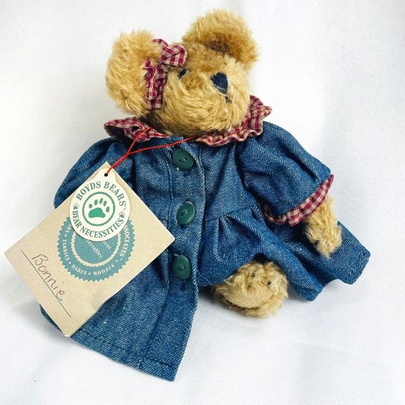Bonnie Boyds Bears Jointed JB Bean Denim Dress Collection Vintage Plush Retired - Picture 1 of 9